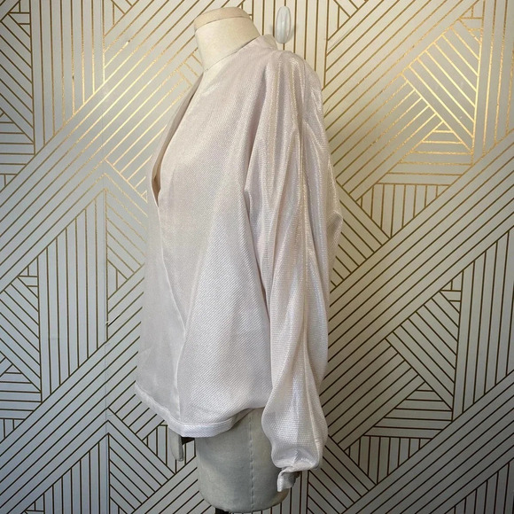 Reiss Maja V-Neck Metallic Top‎ in Neutral - Picture 6 of 12